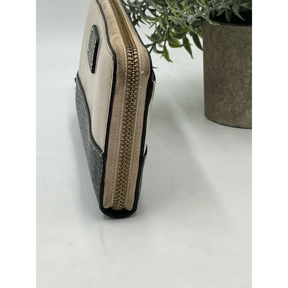 Kate Spade Wellesley Neda Black & Cream Zipper‎ Leather Wallet